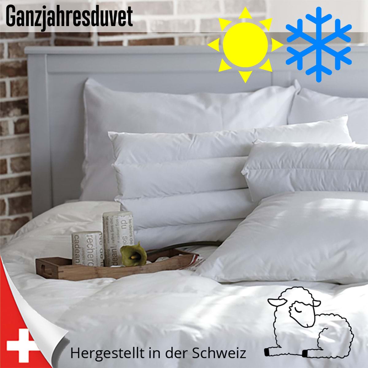Ganzjahresdecke gefüllt mit Schafwolle