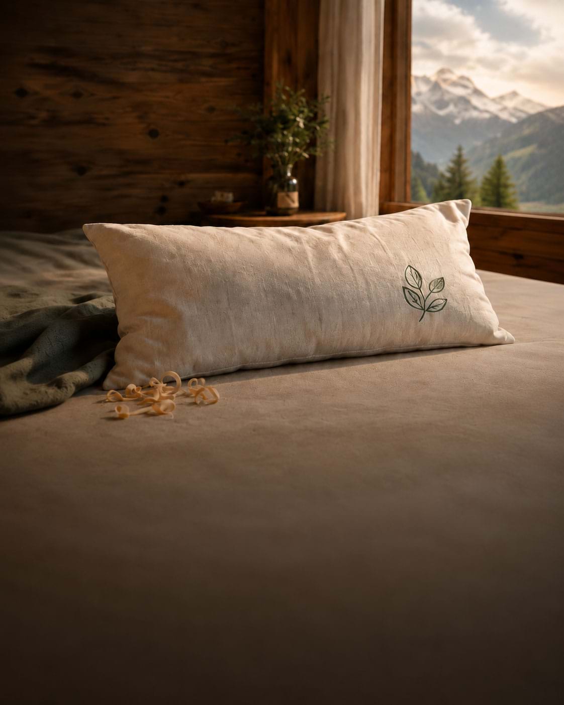 Arvenkissen in einem gemütlichen Schweizer Schlafzimmer
