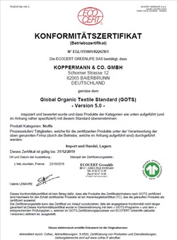 Zertifikat Bio Baumwolle